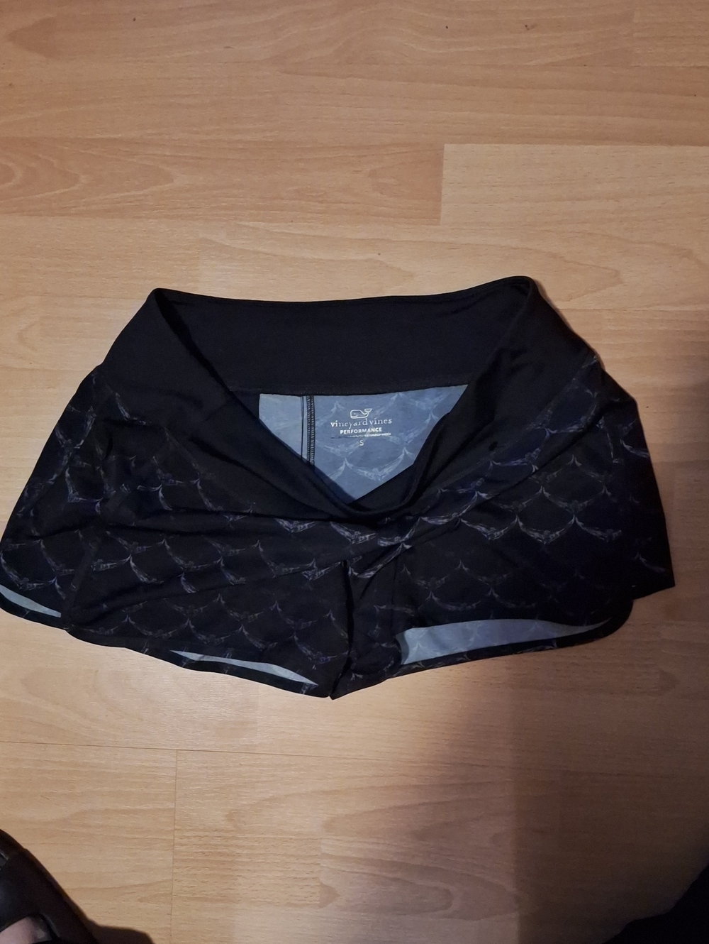 Vineyard Vines Black Athletic Performance Shorts with Subtle Print